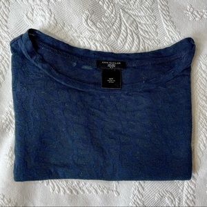 ANN TAYLOR, Navy, See Through Pattern Shirt, MP